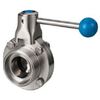 Butterfly valve Type: 12402 Stainless steel 304 Centric Handle External thread DIN 11851